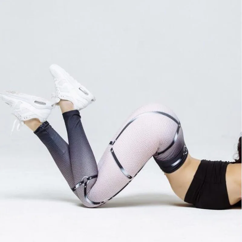 Женские облегающие леггинсы спортивные тренировочные с 3D принтом эластичные