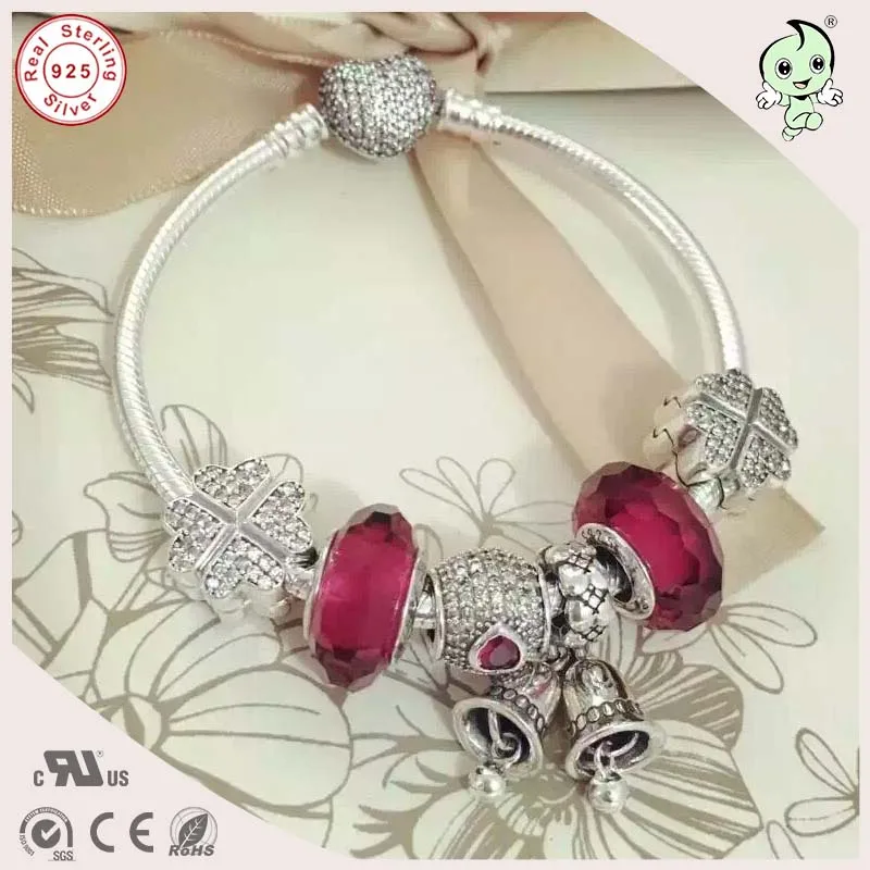 Good Quality Beautiful DIY Love Red Style 100% 925 Real Silver Charm Bracelet With Love Heart Clasp
Good Quality Beautiful DIY Love Red Style 100% 925 Real Silver Charm Bracelet With Love Heart Clasp