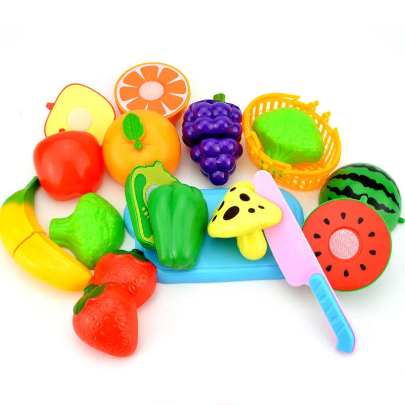 Kid Play House Kitchen Food Cutting Fruit Vegetable ReusableToy 12pcs Set | Игрушки и хобби