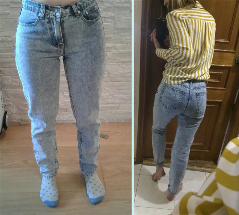 Ladies Long Jeans High Waist Snow Wash Cotton Boyfriend Jeans Pants Women Vintage Loose Straight Denim Pants Trousers (14)