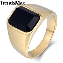 Обручальное кольцо Trendsmax для мужчин женское с черным цирконием