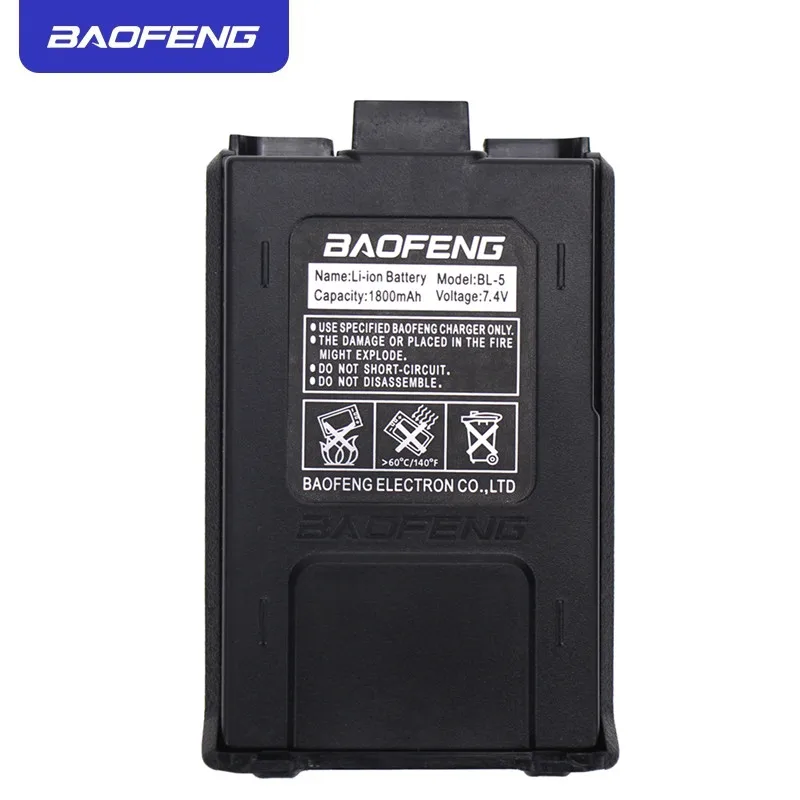 Original Baofeng UV-5R Walkie Talkie Battery Extended 7.4V 1800mAh Li-ion BL-5 Battery For Baofeng UV-5R UV-5RE Black
Original Baofeng UV-5R Walkie Talkie Battery Extended 7.4V 1800mAh Li-ion BL-5 Battery For Baofeng UV-5R UV-5RE Black