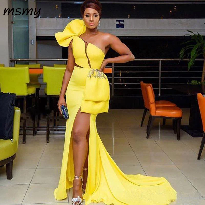 Attractive Split Long Prom Gowns 2019 One Shoulder Sleeveless Bow Appliqued Formal Dress Sexy South African Mermaid Evening Gown
Attractive Split Long Prom Gowns 2019 One Shoulder Sleeveless Bow Appliqued Formal Dress Sexy South African Mermaid Evening Gown
