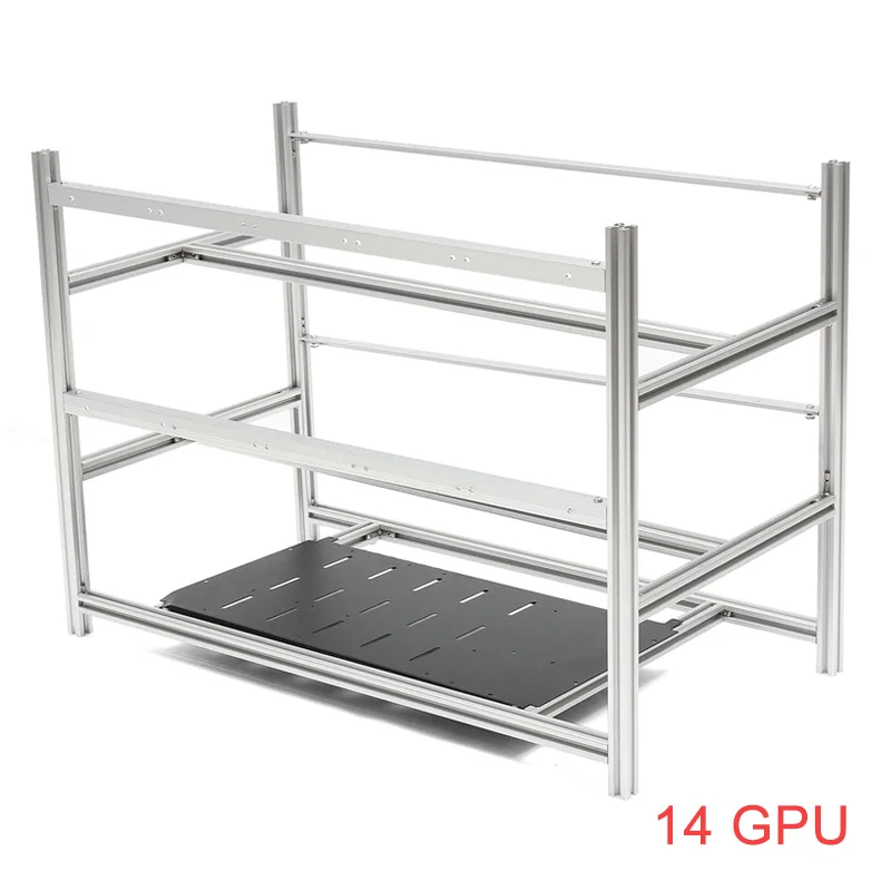 Open Air Mining Rig Stackable Computer Mining Frame Case 10 LED Fans for 14 GPU ETH BTC Ethereum Frame Case Server Chassis