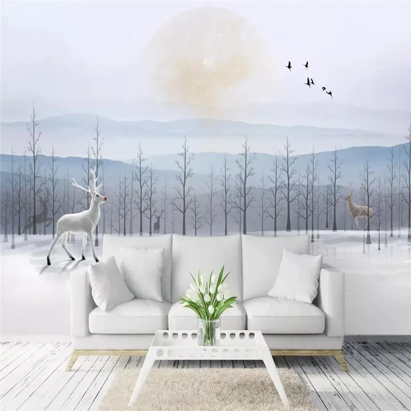 Fresh and elegant Elk TV background wall professional production mural factory wholesale wallpaper mural (to map custom) 
Fresh and elegant Elk TV background wall professional production mural factory wholesale wallpaper mural (to map custom)
