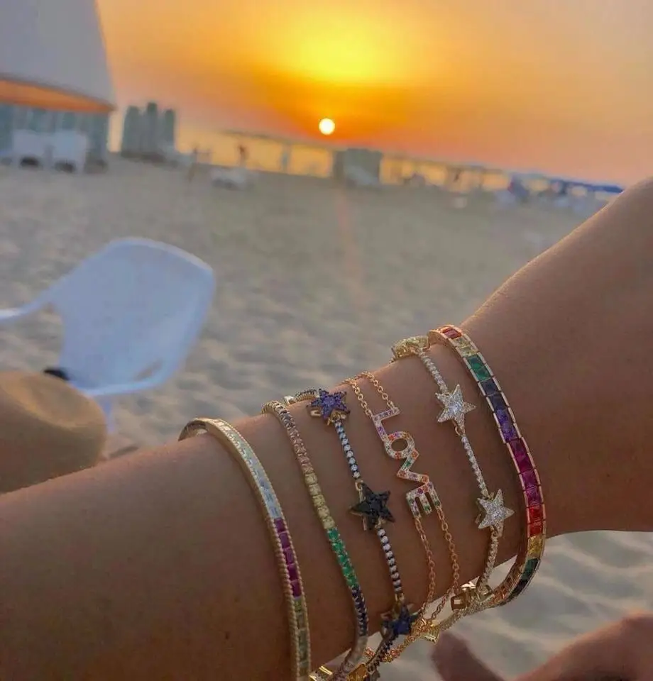 Fashion AAA cubic zirconia Baguette rainbow bracelet thin shinning bangle gold filled sparking cz dainty elegance stack jewelry
Fashion AAA cubic zirconia Baguette rainbow bracelet thin shinning bangle gold filled sparking cz dainty elegance stack jewelry