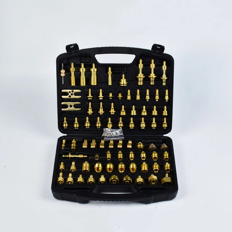 Auto Air Conditioning Leak Test Kit Detection Tool Adaptere Set for European American Asia Car 77pcs Set Hnad Tool Kit
Auto Air Conditioning Leak Test Kit Detection Tool Adaptere Set for European American Asia Car 77pcs Set Hnad Tool Kit