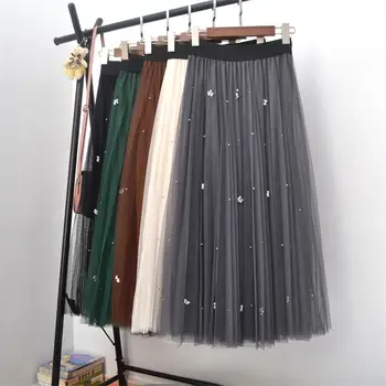 Women Beading Tulle Sequined skirt 2018 Autumn Galaxy Mesh Tulle Skirt Female Pearl Tutu Elastic Waist Vintage Pleated Skirt X10
Women Beading Tulle Sequined skirt 2018 Autumn Galaxy Mesh Tulle Skirt Female Pearl Tutu Elastic Waist Vintage Pleated Skirt X10