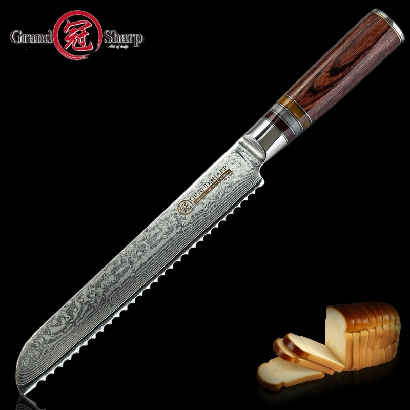 Damascus Kitchen Knives vg10 Japanese Damascus Steel Bread Knife Cake Slicing Bakery Tools Serrated Stainless Damascus Blade NEW
Damascus Kitchen Knives vg10 Japanese Damascus Steel Bread Knife Cake Slicing Bakery Tools Serrated Stainless Damascus Blade NEW