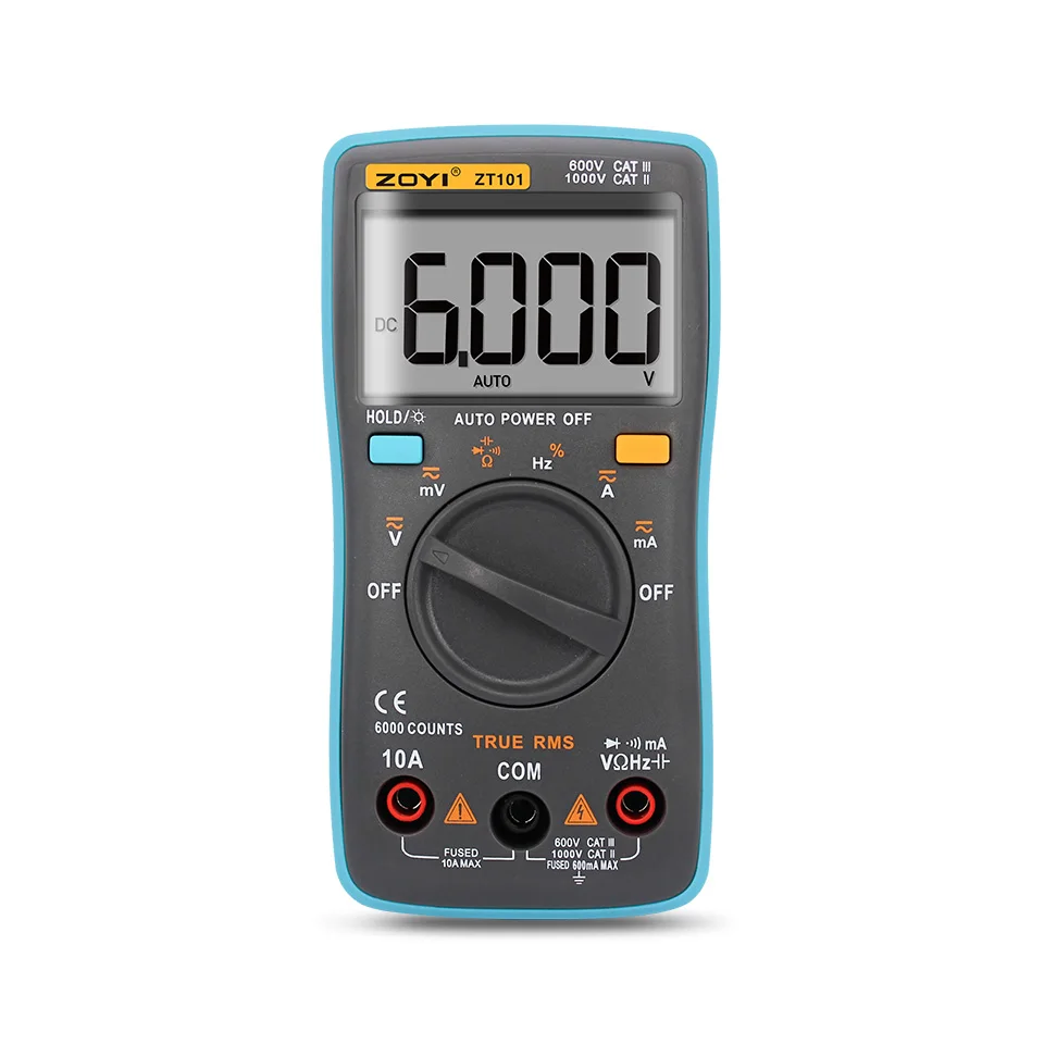 Digital Multimeter ZT101 Multifunction AC/DC Voltage Current Resistance Capacitance Frequency Tester
Digital Multimeter ZT101 Multifunction AC/DC Voltage Current Resistance Capacitance Frequency Tester