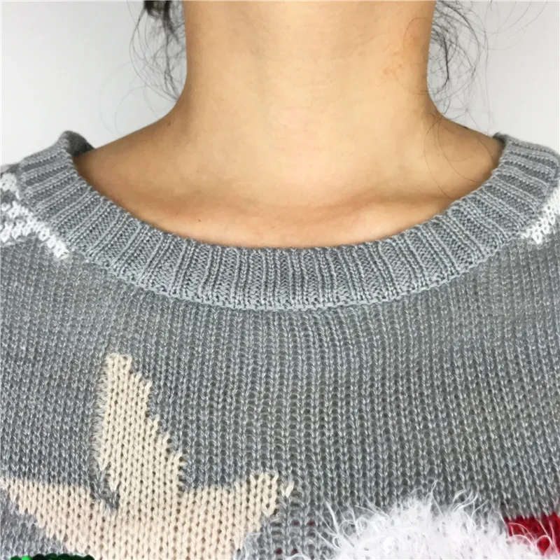 Kawaii Reindeer Wearing Glasses Ugly Christmas Sweaters for Women Cute Girls Oversized Xmas Pullover Jumper 3
