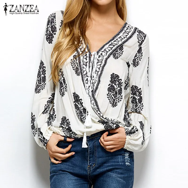 New Arrival 2019 ZANZEA Women Tops Autumn Vintage Print Blouses Sexy V Neck Long Sleeve Shirts Casual Loose Blusas Plus Size
New Arrival 2019 ZANZEA Women Tops Autumn Vintage Print Blouses Sexy V Neck Long Sleeve Shirts Casual Loose Blusas Plus Size