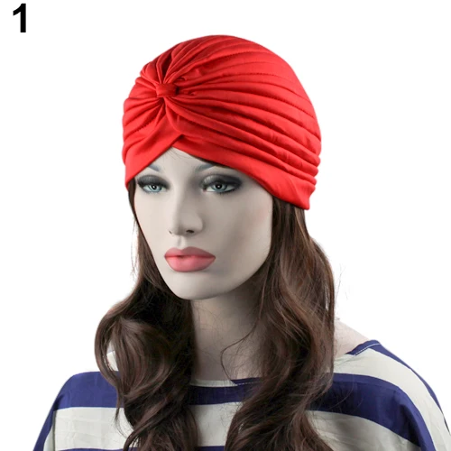 

Fashion Women Indian Style Stretchable Pleated Turban Hat Cap Head Wrap Bandana