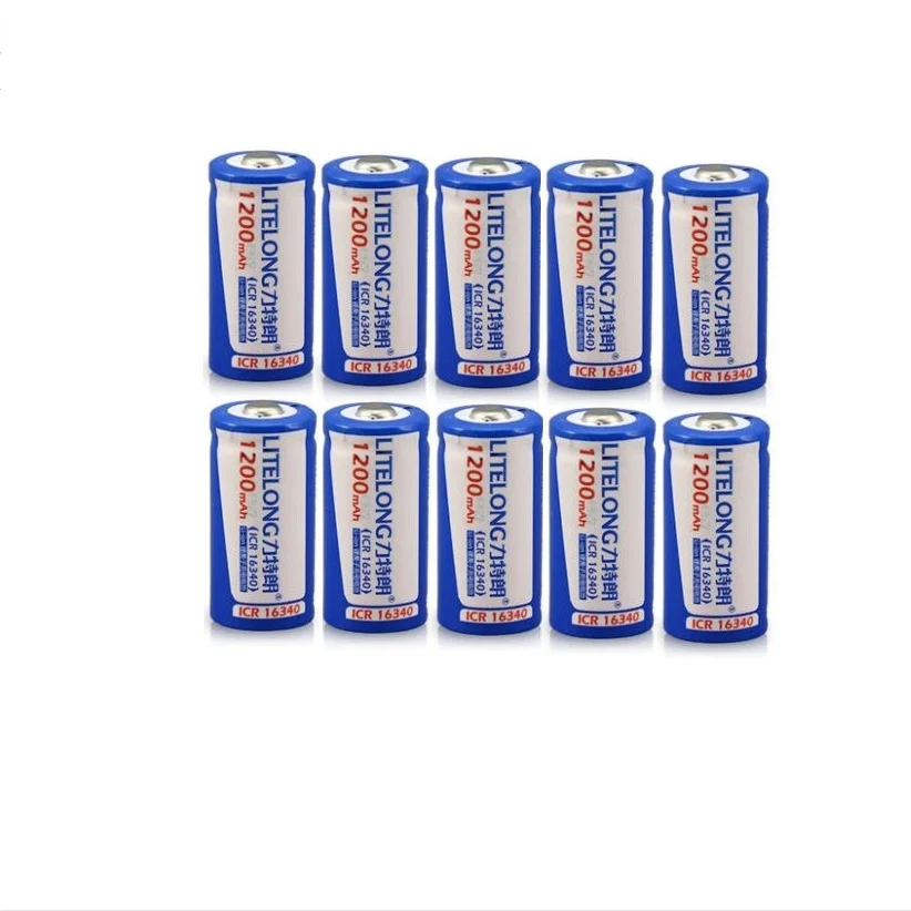10pcs/lot Large capacity 3.7V 1200mAh ICR 16340 rechargeable lithium battery glare flashlight lithium battery
10pcs/lot Large capacity 3.7V 1200mAh ICR 16340 rechargeable lithium battery glare flashlight lithium battery