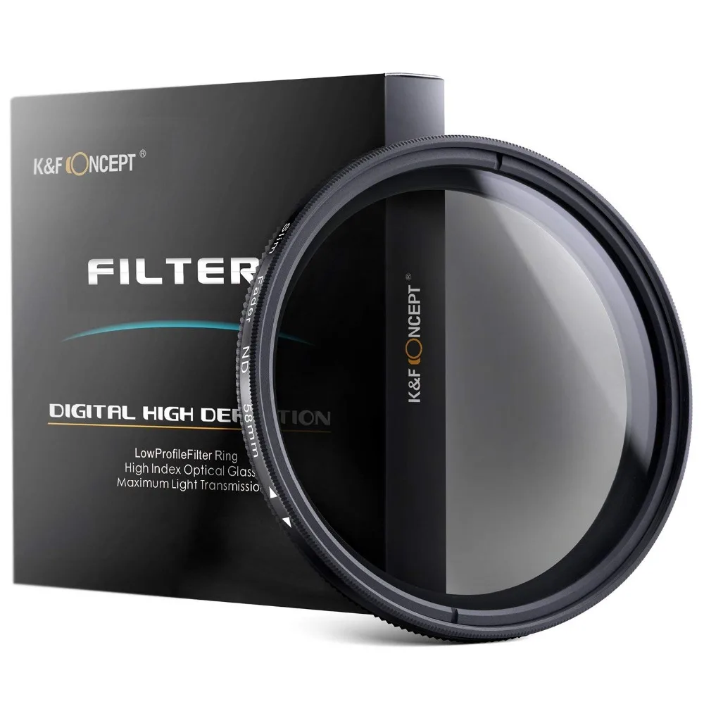 

K&F Concept 52MM 58mm 67MM 77MM Slim Variable Fader ND2-ND400 Neutral Density ND Filter Adjustable ND2 ND4 ND8 ND16 to ND400