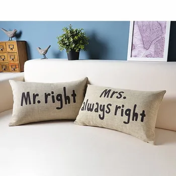 

30x50cm quality cotton linen Casual lumbar pillow couch cushion cover home decorative pillow case, mr mrs always right printed