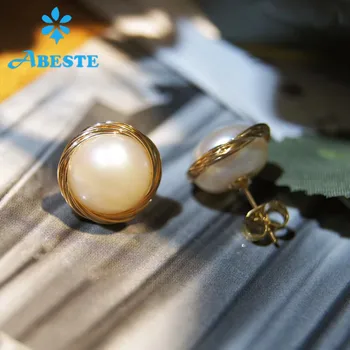ANI 14K Roll Gold Women Stud Earring Natural Freshwater White Pearl Gold Earring Dangle orecchini donna Fine Handmade Jewelry 
ANI 14K Roll Gold Women Stud Earring Natural Freshwater White Pearl Gold Earring Dangle orecchini donna Fine Handmade Jewelry