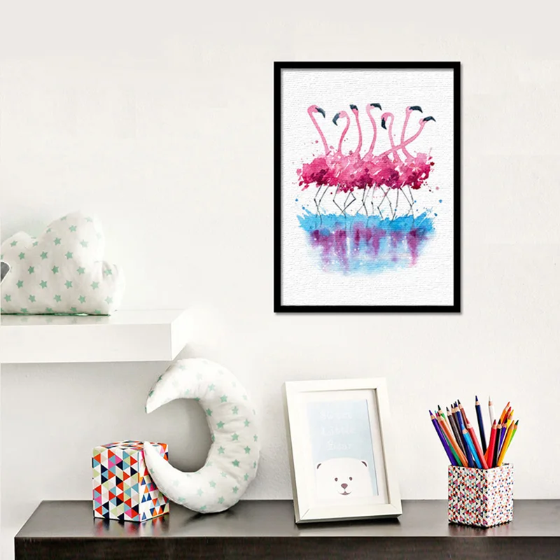 Image Urijk Frameless Simply Cartoon Flamingo DIY Spray Painting Canvas Painting Home Wall Decoration Art Picture Living Room as Gifts