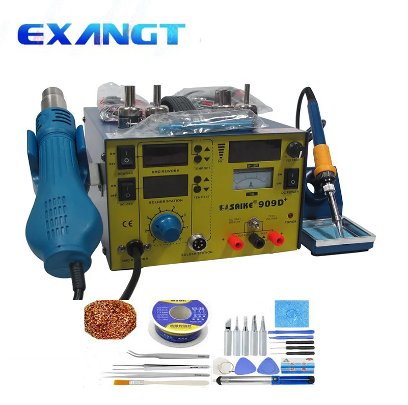 NEW 110Vor220V Saike 909D+ 3 in 1 Heat Air Gun Solder Iron Soldering Station + Power Supply+Many gifts
NEW 110Vor220V Saike 909D+ 3 in 1 Heat Air Gun Solder Iron Soldering Station + Power Supply+Many gifts