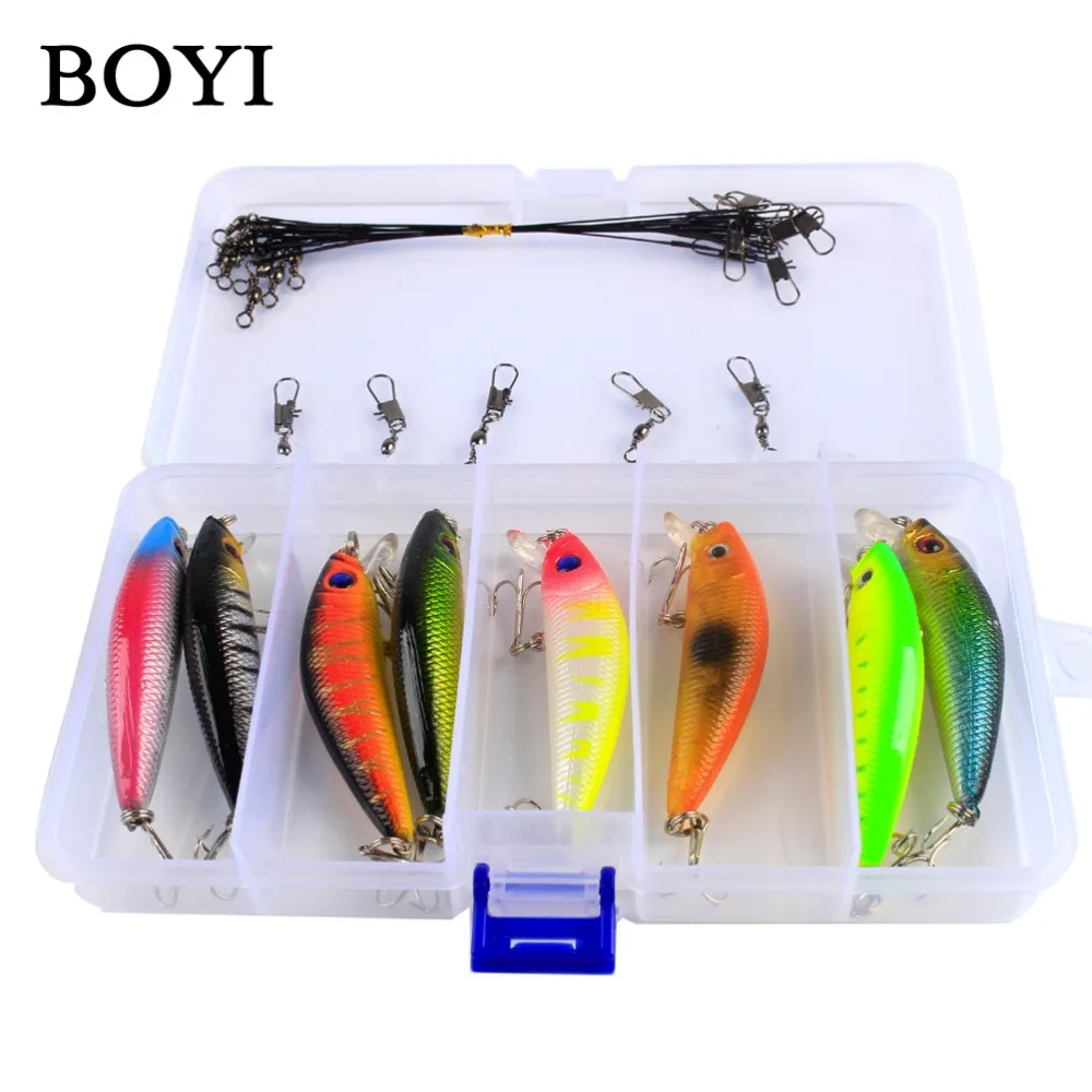 BOYI 8pcs/Set Fishing Lure Minnow Plastic Wobblers Hard Bait With Hooks Crankbait Artificial Lure Minnow Hard Lure Set
BOYI 8pcs/Set Fishing Lure Minnow Plastic Wobblers Hard Bait With Hooks Crankbait Artificial Lure Minnow Hard Lure Set