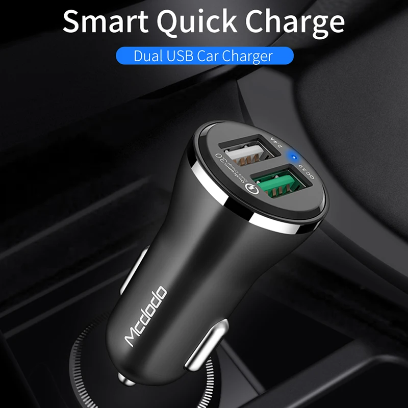 MCDODO 30W Dual USB Car Charger Quick Charge 3.0 Car Phone Adapter Mobile Phone Charging For iPhone Samsung Xiaomi Huawei in Car
MCDODO 30W Dual USB Car Charger Quick Charge 3.0 Car Phone Adapter Mobile Phone Charging For iPhone Samsung Xiaomi Huawei in Car