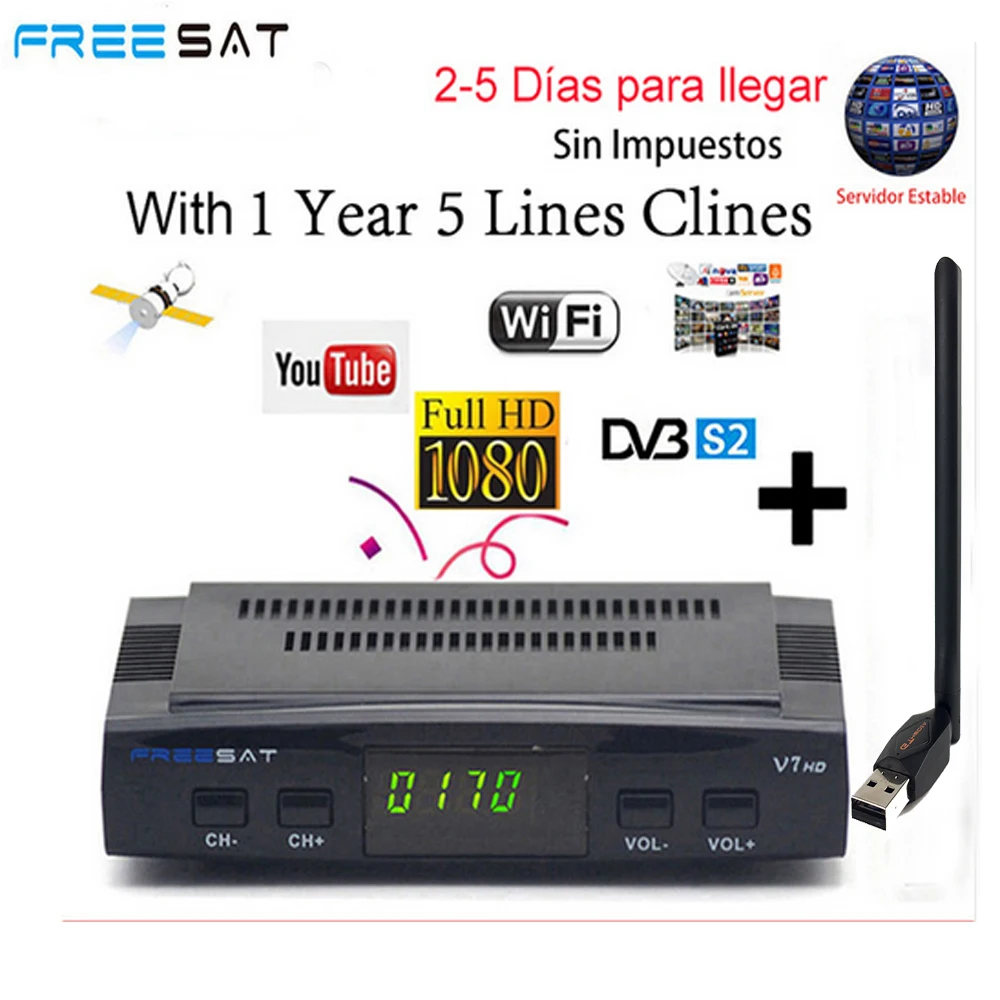 

Receptor Freesat V7 HD 1080P with USB WIFI FTA DVB-S2 1 Year Cccam Cline for 1 Year SET TV Box as Gtmedia v8 nova v7s hd YouTube