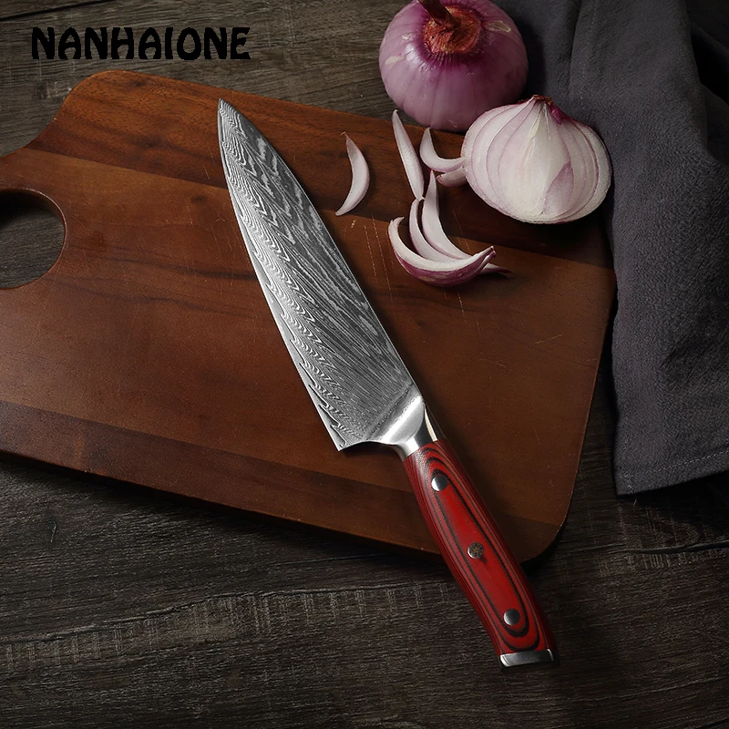 NANHAIONE Kitchen Knives 8 Inch chef knife Damascus chef knife Stainless Steel japanese knife G10 Handle Cooking Tools CL119
NANHAIONE Kitchen Knives 8 Inch chef knife Damascus chef knife Stainless Steel japanese knife G10 Handle Cooking Tools CL119