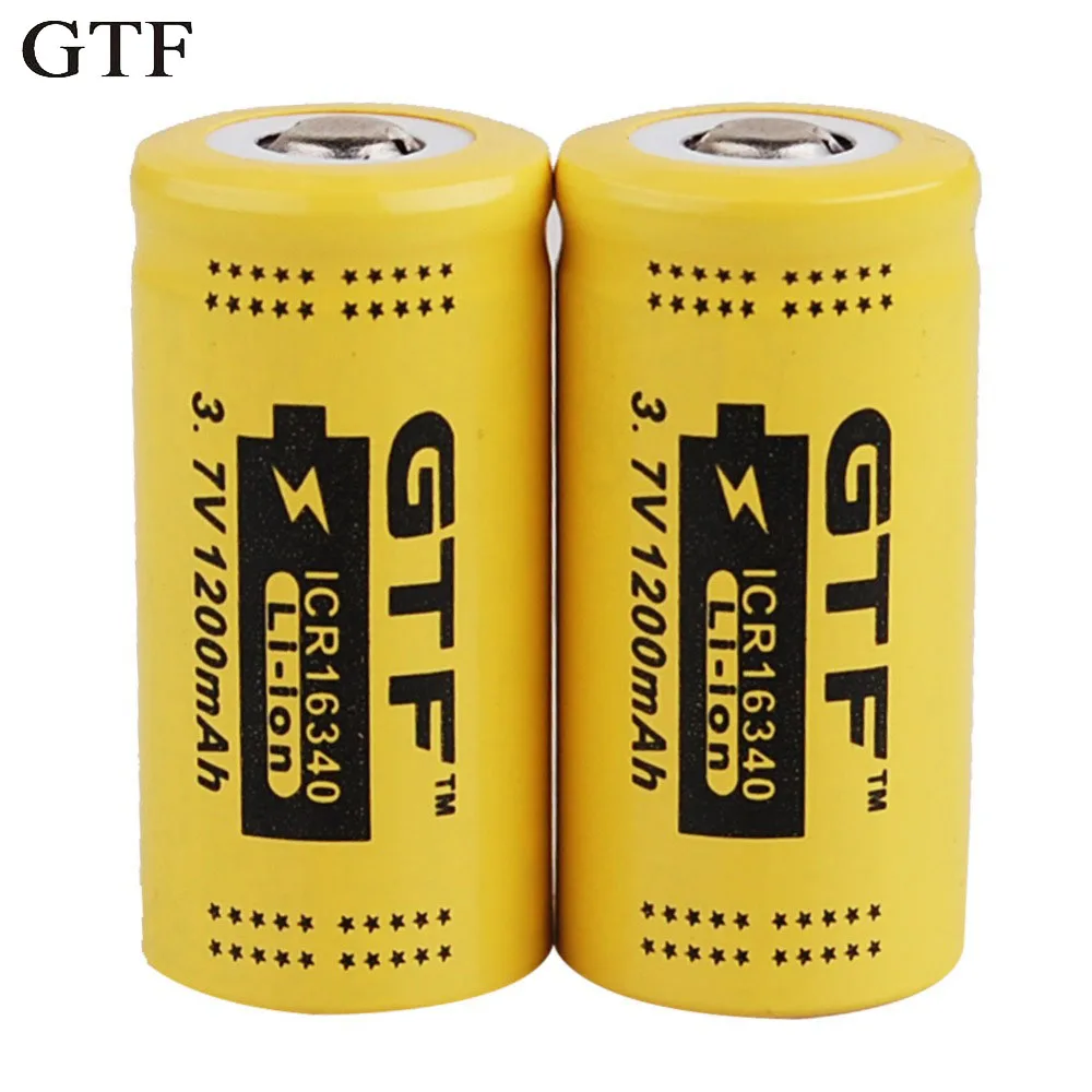 Gtf 2 шт. Cr123a 3 7 в 1200 мАч 16340 защищенная литий ионная аккумуляторная батарея для