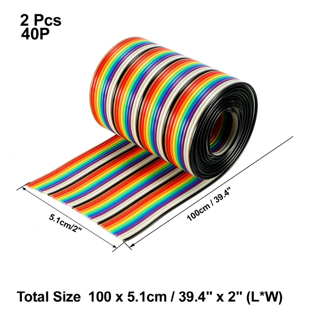 UXCELL 2pcs Rainbow Color 1M Long 1.3mm Wire 40Pins Jumper Wire Ribbon Flat Cable for 1.27mm Spacing Pin Headers Breadboard DIY
UXCELL 2pcs Rainbow Color 1M Long 1.3mm Wire 40Pins Jumper Wire Ribbon Flat Cable for 1.27mm Spacing Pin Headers Breadboard DIY