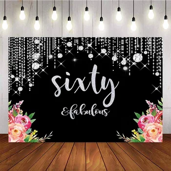 Sixty Birthday Backdrop Diamond Flash Pink Lower Black 60th Lady Birthday Party Decoration Banner Photography Background
Sixty Birthday Backdrop Diamond Flash Pink Lower Black 60th Lady Birthday Party Decoration Banner Photography Background