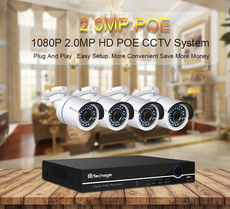 techage h.265 8ch 1080p hdmi poe nvr