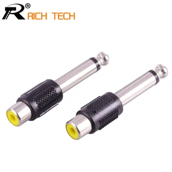 3Pcs Nickle Plated 2 PIN Connector Yellow RCA Jack Socket to Jack 6.35mm MONO plug Adapter
3Pcs Nickle Plated 2 PIN Connector Yellow RCA Jack Socket to Jack 6.35mm MONO plug Adapter