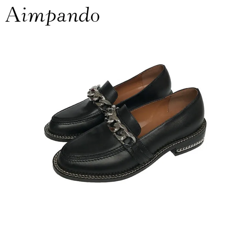 New Chic Chains Casual Shoes Woman Quality Leather Black White British Style Slim Loafers Flat Women Shoes
New Chic Chains Casual Shoes Woman Quality Leather Black White British Style Slim Loafers Flat Women Shoes