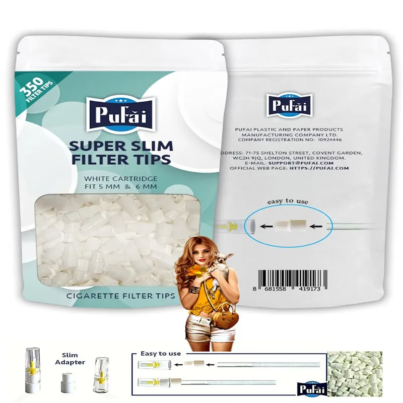 Pufai Super Slim Cigarette Filters White Cartridge Filter Tips Convert 6 mm to 5 mm 350 Pieces
Pufai Super Slim Cigarette Filters White Cartridge Filter Tips Convert 6 mm to 5 mm 350 Pieces