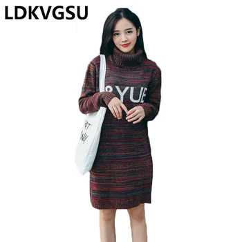 2018 Autumn Winter New Women's Bottoming Sweater Dress Korean High Collar Loose Long Letter Knitted Dress Sweater Coat Is358
2018 Autumn Winter New Women's Bottoming Sweater Dress Korean High Collar Loose Long Letter Knitted Dress Sweater Coat Is358