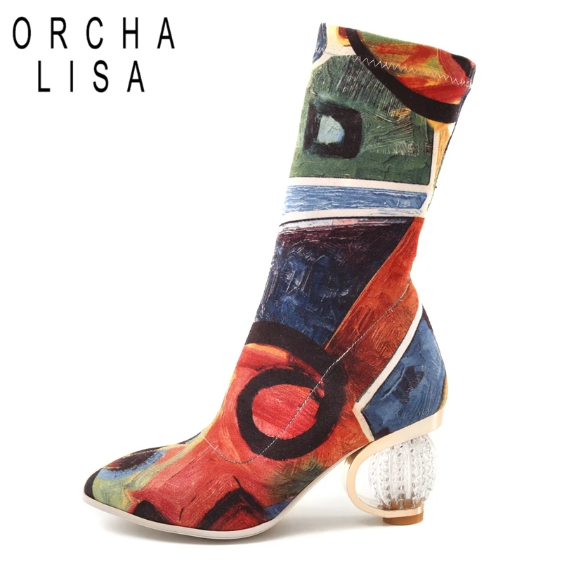 ORCHA LISA Winter Shoes women Pointed toe Mis calf Boots Pu Slip on Botas feminino mujer High heel Boots Print big size A1363
ORCHA LISA Winter Shoes women Pointed toe Mis calf Boots Pu Slip on Botas feminino mujer High heel Boots Print big size A1363