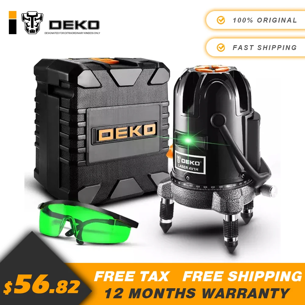 DEKO LL5 Series 5 Line 6 Points Laser Level Self-leveling Horizontal&Vertical 360 Degree Adjustment Green With Tripod 3D BMC
DEKO LL5 Series 5 Line 6 Points Laser Level Self-leveling Horizontal&Vertical 360 Degree Adjustment Green With Tripod 3D BMC