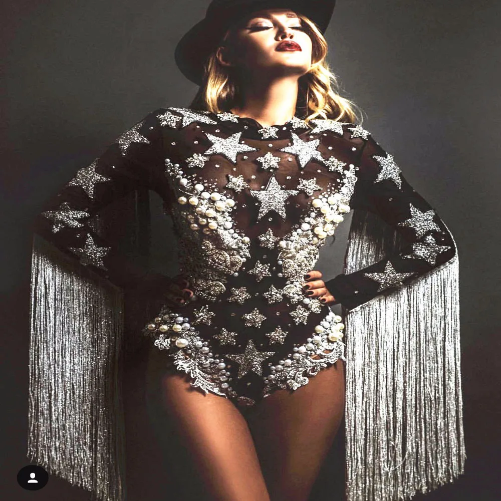 Gray Tassel Crystals Stars Bodysuit Women Stage Dance fringes Leotard Nightclub Party Female Singer Costume Celebrate Outfit
Gray Tassel Crystals Stars Bodysuit Women Stage Dance fringes Leotard Nightclub Party Female Singer Costume Celebrate Outfit