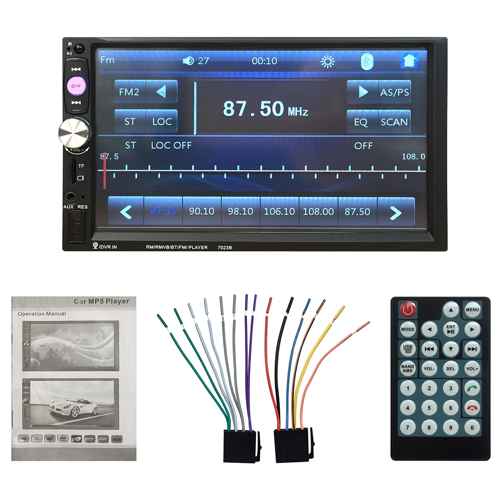 Car 7018B 2 DIN 7 Inch Bluetooth Audio In Dash Touch Screen Car radio Car Audio Stereo MP3 MP5 Player USB Support for SD/MMC
Car 7018B 2 DIN 7 Inch Bluetooth Audio In Dash Touch Screen Car radio Car Audio Stereo MP3 MP5 Player USB Support for SD/MMC