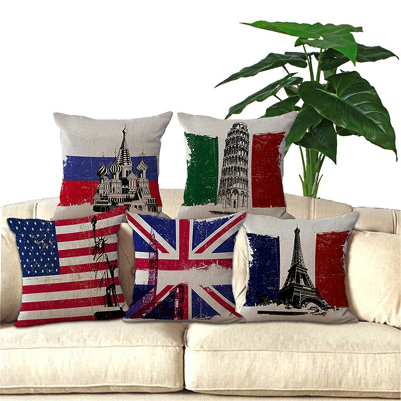 Creative couch cushion cover Vintage Country Symbol Flag Cotton Linen Square 18" Decorative pillow cover 45x45cm Pillow Case
Creative couch cushion cover Vintage Country Symbol Flag Cotton Linen Square 18" Decorative pillow cover 45x45cm Pillow Case