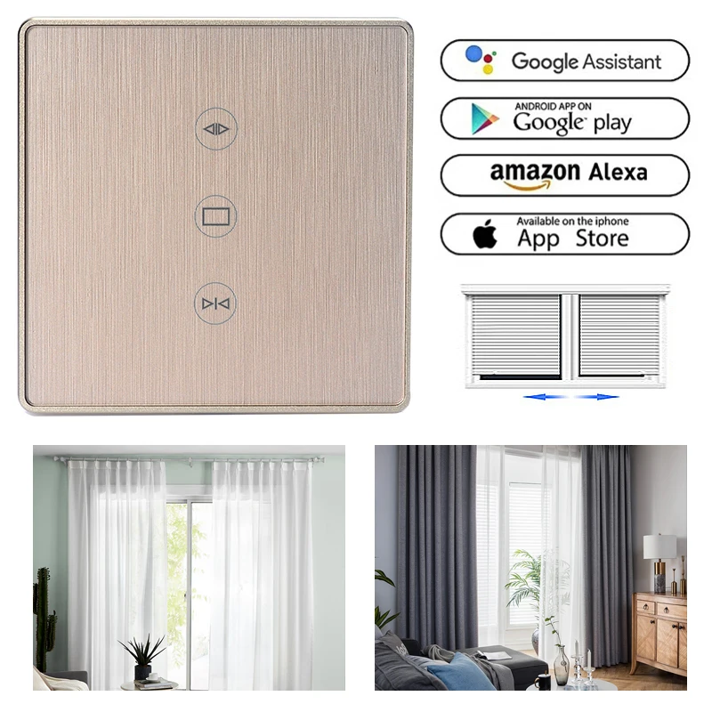 Gold/Silver Tuya Smart Life WiFi Curtain Switch for Electric Motorized Curtain Blind Roller Shutter works with Alexa&Google home
Gold/Silver Tuya Smart Life WiFi Curtain Switch for Electric Motorized Curtain Blind Roller Shutter works with Alexa&Google home