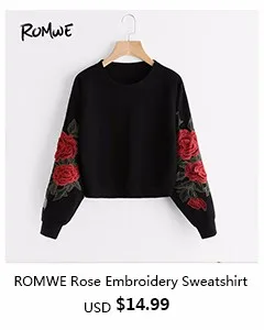 romwe-ROMWE Rose Embroidery Sweatshirt