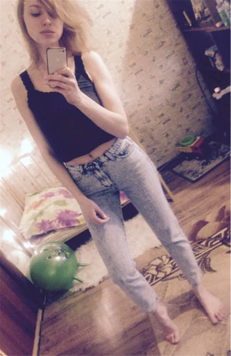Ladies Long Jeans High Waist Snow Wash Cotton Boyfriend Jeans Pants Women Vintage Loose Straight Denim Pants Trousers (4)