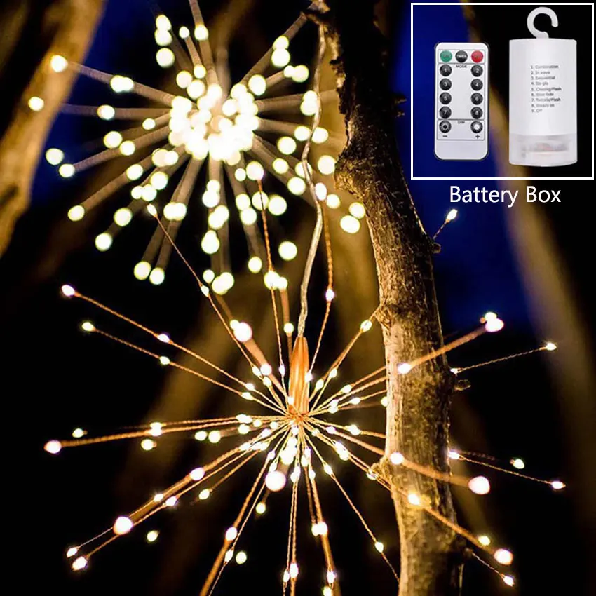 200LEDs Copper Wire Firework LED String Light Remote Control 8 Modes Fairy String Light Christmas Party Hanging Decoration Lamps
200LEDs Copper Wire Firework LED String Light Remote Control 8 Modes Fairy String Light Christmas Party Hanging Decoration Lamps