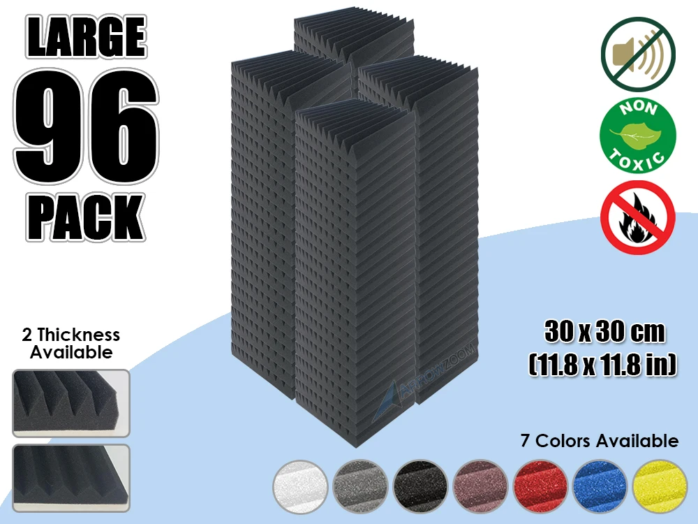 Arrowzoom 96 pieces 11.8" x 11.8" 12T Wedge Tile Studio Sound Absorbing Panel Acoustic Foam Treatment
Arrowzoom 96 pieces 11.8" x 11.8" 12T Wedge Tile Studio Sound Absorbing Panel Acoustic Foam Treatment