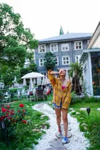 HOUZHOU camisas a cuadros mujeres linterna manga Cardigan Vintage rosa cuadros blusa bonita moda abotonada Oversize