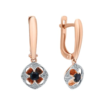 Gold earrings with sapphires and diamonds sunlight sample 585 
Gold earrings with sapphires and diamonds sunlight sample 585