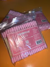 100 unids/pack Rosa doble cabeza hisopo de algodón palos mujer removedor de maquillaje de algodón punta médica para nariz y orejas de limpieza a prueba de polvo