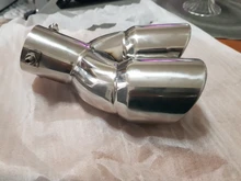 Silenciador de tubo de escape trasero de doble barril para coche, entrada Universal, salida de acero inoxidable, accesorios para coche