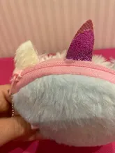 Monedero de unicornio de felpa con dibujos animados para niñas, cartera circular de piel de gato, bolso bordado para llaves, organizador de auriculares, regalo para niños